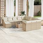 vidaXL Soffgrupp för trädgården med dynor 13 delar beige konstrotting 3218638