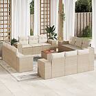vidaXL Soffgrupp för trädgården med dynor 13 delar beige konstrotting 3225379
