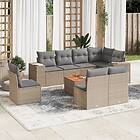 vidaXL Soffgrupp för trädgården med dynor 9 delar beige konstrotting 3225485