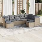vidaXL Soffgrupp för trädgården med dynor 9 delar beige konstrotting 3218569