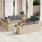 vidaXL Soffgrupp för trädgården med dynor 13 delar beige konstrotting 3225380