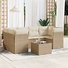 vidaXL Matgrupp för trädgården med dynor 7 delar beige konstrotting 3217268