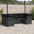 vidaXL Loungegrupp med dynor 6 delar svart konstrotting 3218105