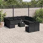 vidaXL Loungegrupp med dynor 12 delar svart konstrotting 3218355