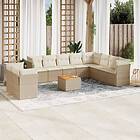 vidaXL Loungegrupp för trädgården m. dynor 11 delar beige konstrotting 3223720