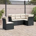 vidaXL Loungegrupp för trädgården med dynor 5 delar svart konstrotting 3217636