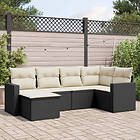 vidaXL Loungegrupp med dynor 6 delar svart konstrotting 3219246