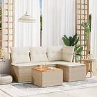 vidaXL Soffgrupp för trädgården med dynor 5 delar beige konstrotting 3223594