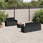 vidaXL Loungegrupp med dynor 6 delar svart konstrotting 3224004