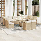 vidaXL Soffgrupp för trädgården med dynor 13 delar beige konstrotting 3218438