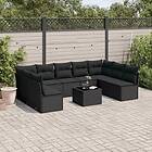 vidaXL Loungegrupp 10 delar med svarta dynor konstrotting 3218075