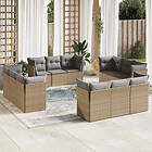 vidaXL Soffgrupp för trädgården 12 delar med dynor beige konstrotting 3217329
