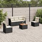 vidaXL Loungegrupp med dynor 6 delar svart konstrotting 3223543