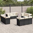 vidaXL Loungegrupp med dynor 12 delar svart konstrotting 3249165