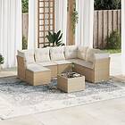 vidaXL Matgrupp för trädgården med dynor 8 delar beige konstrotting 3217998