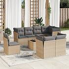 vidaXL Soffgrupp för trädgården med dynor 9 delar beige konstrotting 3249778