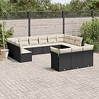 vidaXL Loungegrupp för trädgården m dynor 13 delar svart konstrotting 3218446