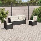 vidaXL Loungegrupp för trädgården med dynor 5 delar svart konstrotting 3217346