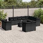 vidaXL Loungegrupp för trädgården m dynor 13 delar svart konstrotting 3218535