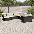 vidaXL Loungegrupp för trädgården m. dynor 11 delar konstrotting svart 3218606