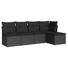 vidaXL Loungegrupp för trädgården med dynor 5 delar svart konstrotting 3249354