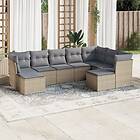 vidaXL Soffgrupp för trädgården med dynor 9 delar beige konstrotting 3250408