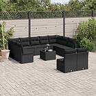 vidaXL Loungegrupp med dynor 12 delar svart konstrotting 3250194