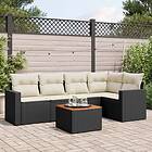 vidaXL Loungegrupp med dynor 6 delar svart konstrotting 3224110