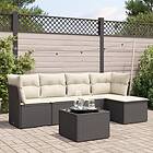 vidaXL Loungegrupp med dynor 6 delar svart konstrotting 3217566