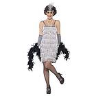 Smiffys Flapper Silver Kort Maskeraddräkt Medium