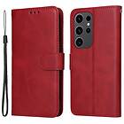 Skalo Samsung S24 Ultra PU-Läder Plånboksfodral - Röd
