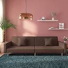 vidaXL Bäddsoffa 2-sits med två kuddar taupe tyg 375908