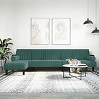 vidaXL L-formad bäddsoffa mörkgrön 260x140x70 cm sammet 3157244