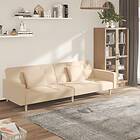vidaXL Bäddsoffa 2-sits med två kuddar gräddvit tyg 375802
