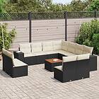 vidaXL Loungegrupp med dynor 12 delar svart konstrotting 3225503