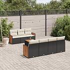 vidaXL Loungegrupp för trädgården med dynor 8 delar svart konstrotting 3259886