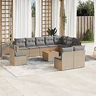 vidaXL Loungegrupp för trädgården m. dynor 11 delar beige konstrotting 3224176