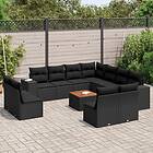 vidaXL Loungegrupp med dynor 12 delar svart konstrotting 3225502