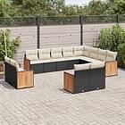 vidaXL Loungegrupp med dynor 12 delar svart konstrotting 3260593