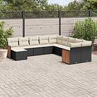 vidaXL Loungegrupp för trädgården m. dynor 11 delar konstrotting svart 3260649