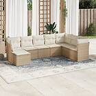 vidaXL Matgrupp för trädgården med dynor 8 delar beige konstrotting 3249887