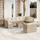 vidaXL Soffgrupp för trädgården med dynor 13 delar beige konstrotting 3223916
