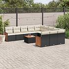 vidaXL Loungegrupp med dynor 12 delar svart konstrotting 3260516