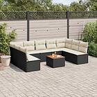 vidaXL Loungegrupp 10 delar med svarta dynor konstrotting 3223788