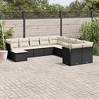 vidaXL Loungegrupp för trädgården m. dynor 11 delar konstrotting svart 3250445
