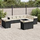 vidaXL Loungegrupp med dynor 12 delar svart konstrotting 3250365