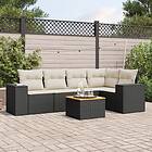 vidaXL Loungegrupp med dynor 6 delar svart konstrotting 3225433