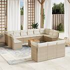vidaXL Soffgrupp för trädgården 14 delar med dynor beige konstrotting 3223923
