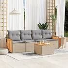 vidaXL Soffgrupp för trädgården med dynor 5 delar beige konstrotting 3259861
