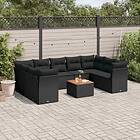 vidaXL Loungegrupp 10 delar med svarta dynor konstrotting 3223801